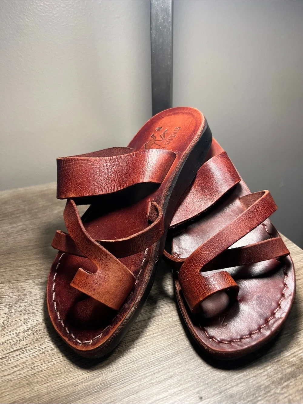 Camel Sandals KidsBrown Leather Slide Sandals—-stock (03)